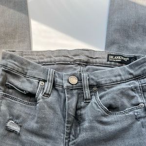 Blank NYC size 24 mid-ride grey skinny jeans with knee rips